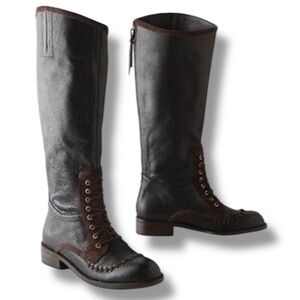 Anthropologie Schuler & Sons Whipstitch Tall Pebbled Leather Riding Boots